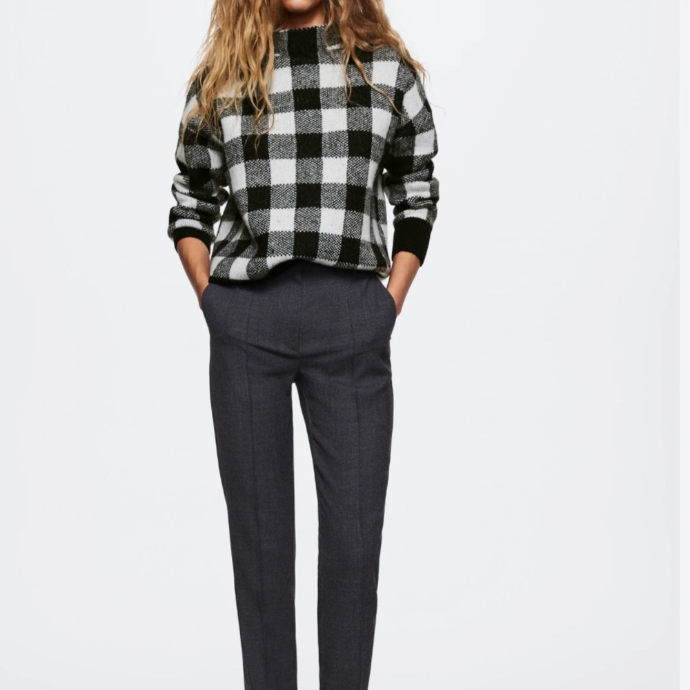 MANGO Perkins collar check sweater